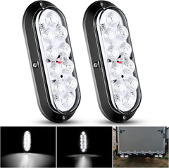 6 Inch Oval White Upgrade LED Trailer Tail Lights (Pair)