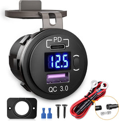 PD Type C | QC 3.0 USB Charger Voltmeter