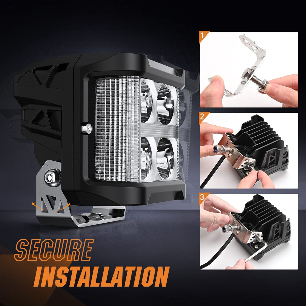 4 26W 2830LM Side Shooter DRL Spot/Flood LED Pods (Pair)