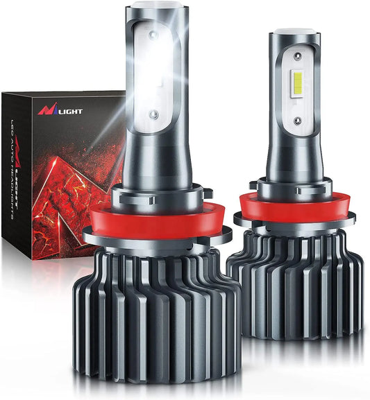 LED Headlight Nilight H11/H8/H9 LED Headlight Bulbs, 500% Brighter H11 LED Headlights Conversion Kit 6000K Cool White IP67, Pack of 2