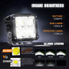 LED Work Light Nilight 2Pcs LED Pod Lights 120W 4 Inch Square 13500LM 120° Super Flood Light 14AWG DT Connector Wiring Harness Kit Offroad Driving Work Lights for Truck UTV ATV SUV 4x4, 5 Years Warranty