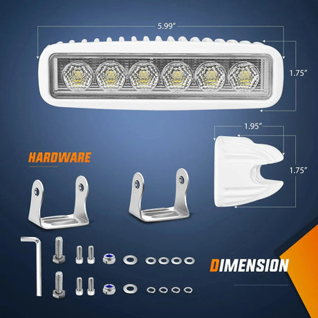 LED Work Light Nilight Marine Led Light Bar 2PCS 18w White 150 Degree Flood Beams Ponton Boat Deck Dock Lights IP67 Waterproof for Night Fishing T-top Stern Yacht Kayak Port Sailboat, 2 Years Warranty