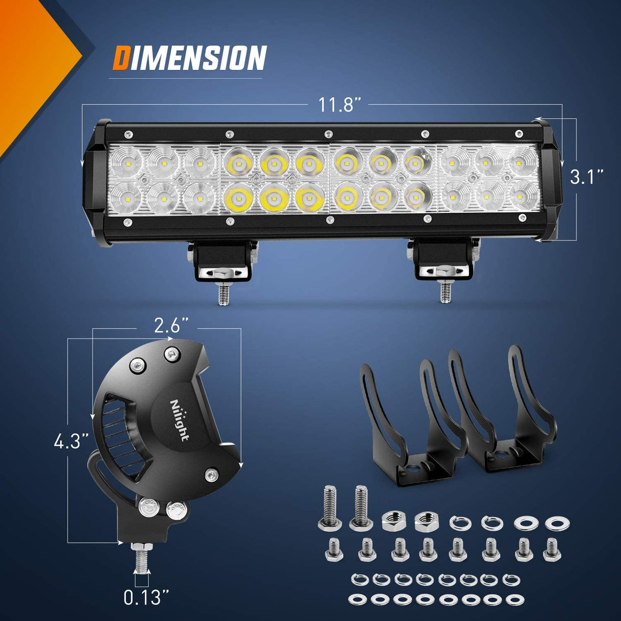 Product Dimension Of Nilight  LED Light Bar