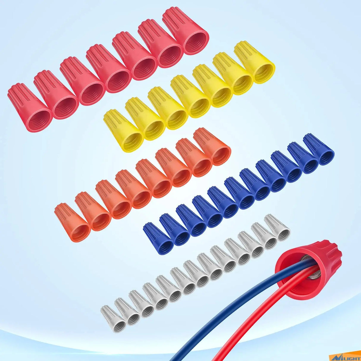 Vehicle Parts & Accessories Nilight 220PCS 50073C Wire Nuts Kit 5 Sizes Electrical Wire Caps Assortment Spring Thread Insulated Wire Screw Terminals Twist on Wire Connectors for 22-12 AWG Wires, 2 Years Warranty