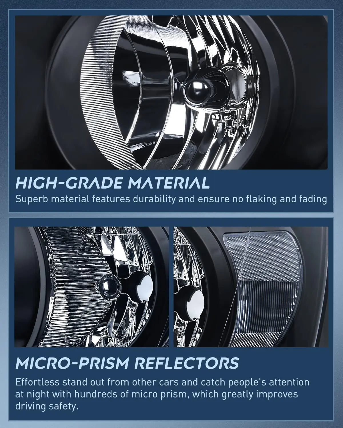 LED Headlight Nilight Headlight Assembly 2006 2007 2008 Ram Black Housing Clear Corner Clear Lens, Driver and Passenger Side, Headlamp Replacement, 2 Pack