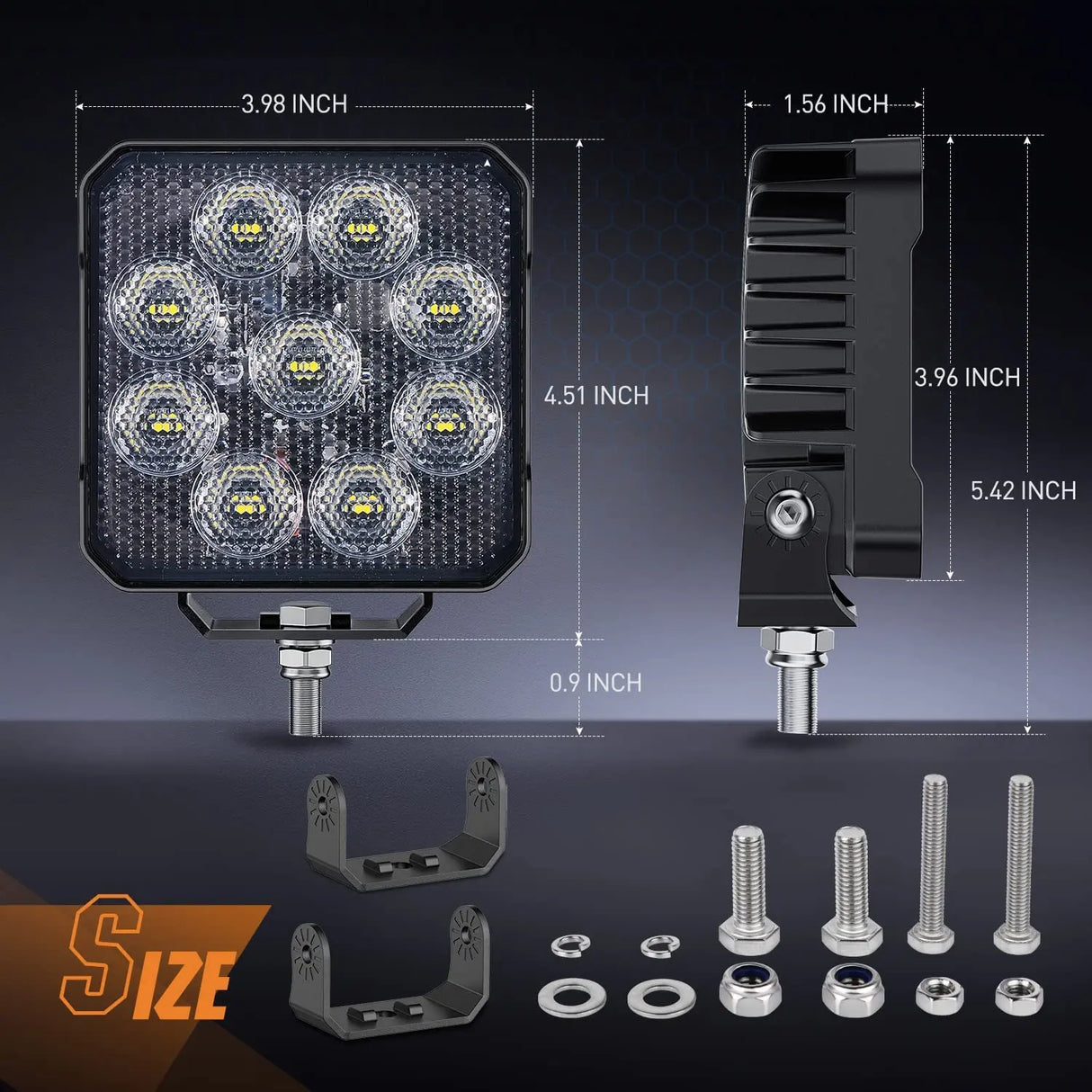 Motor Vehicle Lighting Nilight 2PCS 4Inch Led Pods Square 3370LM Built-in EMC Work Light 90° Flood Beam Angle for Offroad Lights Side Light Rear Back-Up Light for Tractor Truck Motorcycle Boat ATV UTV