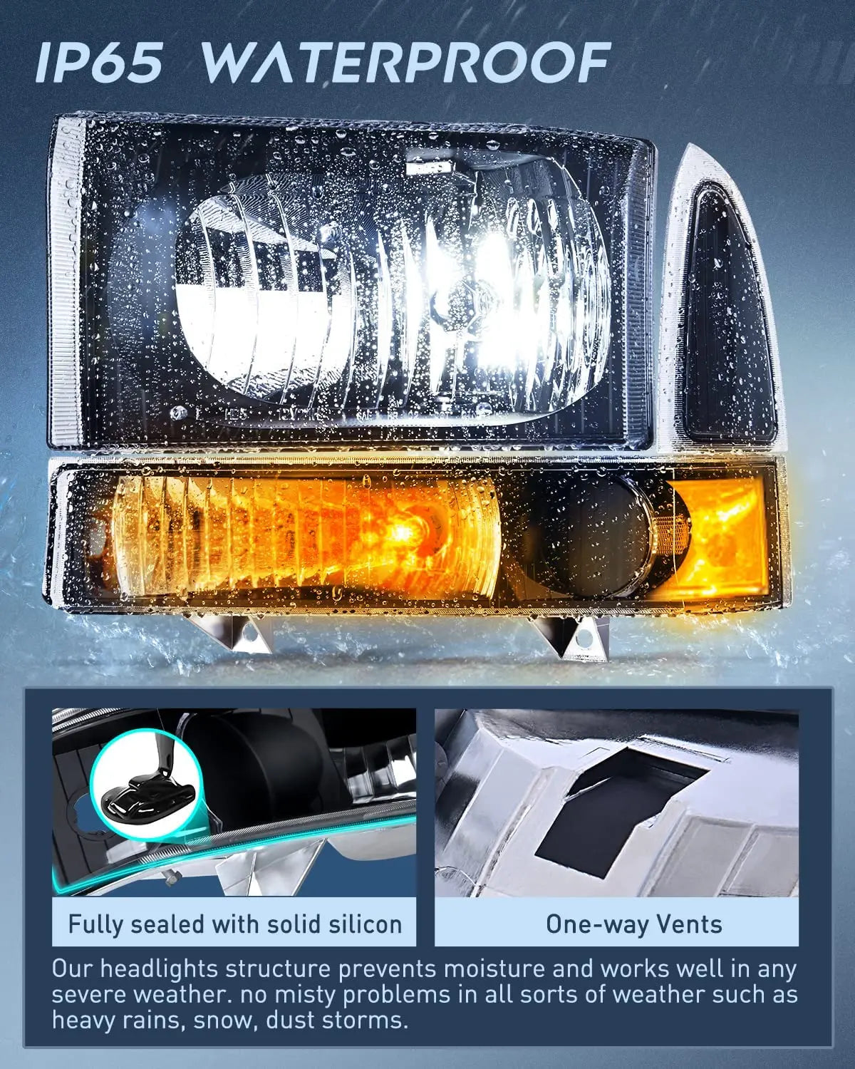 Nilight Headlight Assembly 1999 2000 2001 2002 2003 2004 F250 F350 F450 F550 Super Duty Black Housing Clear Corner Clear Lens,4 Pack,Headlights Assembly Replacement