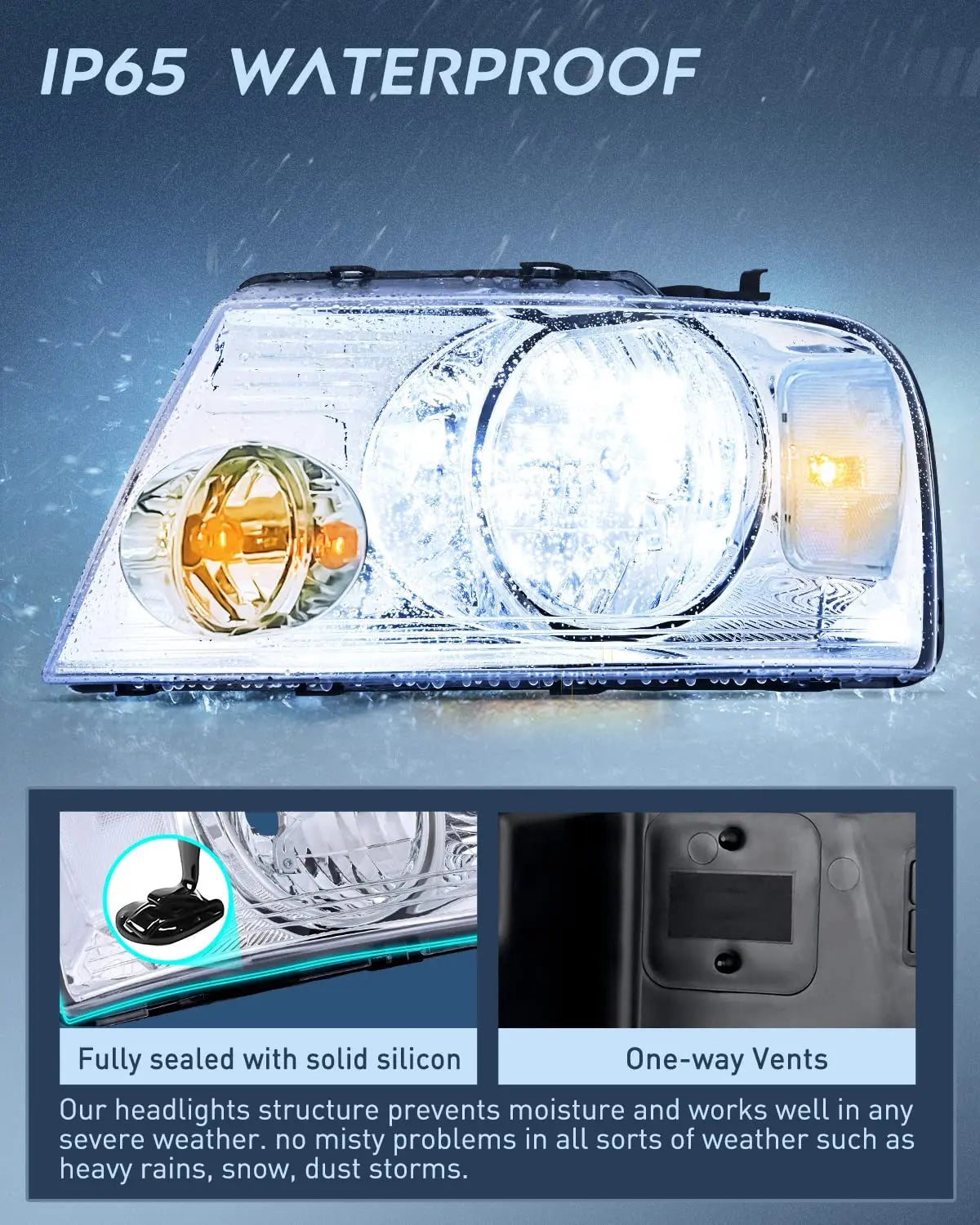 Nilight Headlight Assembly for 2004 2005 2006 2007 2008 Ford F150 Pickup /2006 -2008 Lincoln Mark LT Passenger Driver Side Chrome Housing Clear Reflector Lens Headlamp Replacement,2 Years Warranty