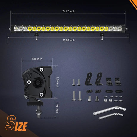 30" 120W 14400LM Slim Built-in EMC Osram P8/5W Chips Spot/Flood Led Light Bar Nilight