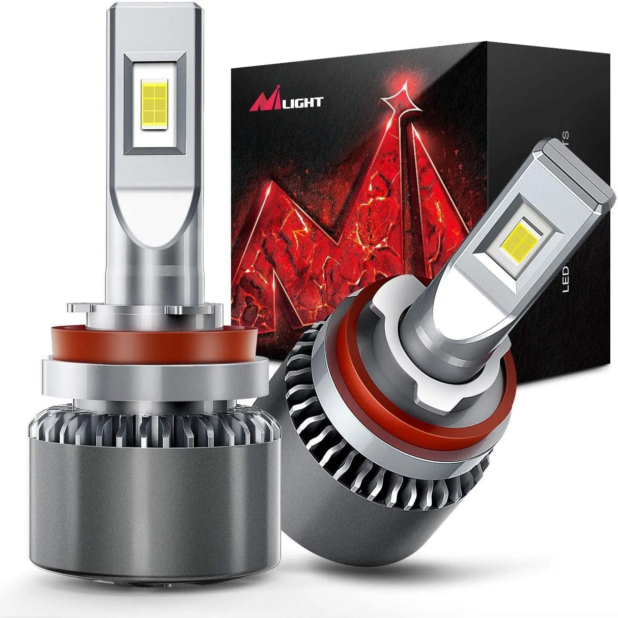 Motor Vehicle Lighting Nilight NIXMEN 2PCS H8 12360 LED Fog Light Bulb 70W 8000-10000LM 350% Brighter Halogen Lamp Upgrade LED Headlight Conversion Kit 6500K, 2 Years Warranty (H8, H8TB)