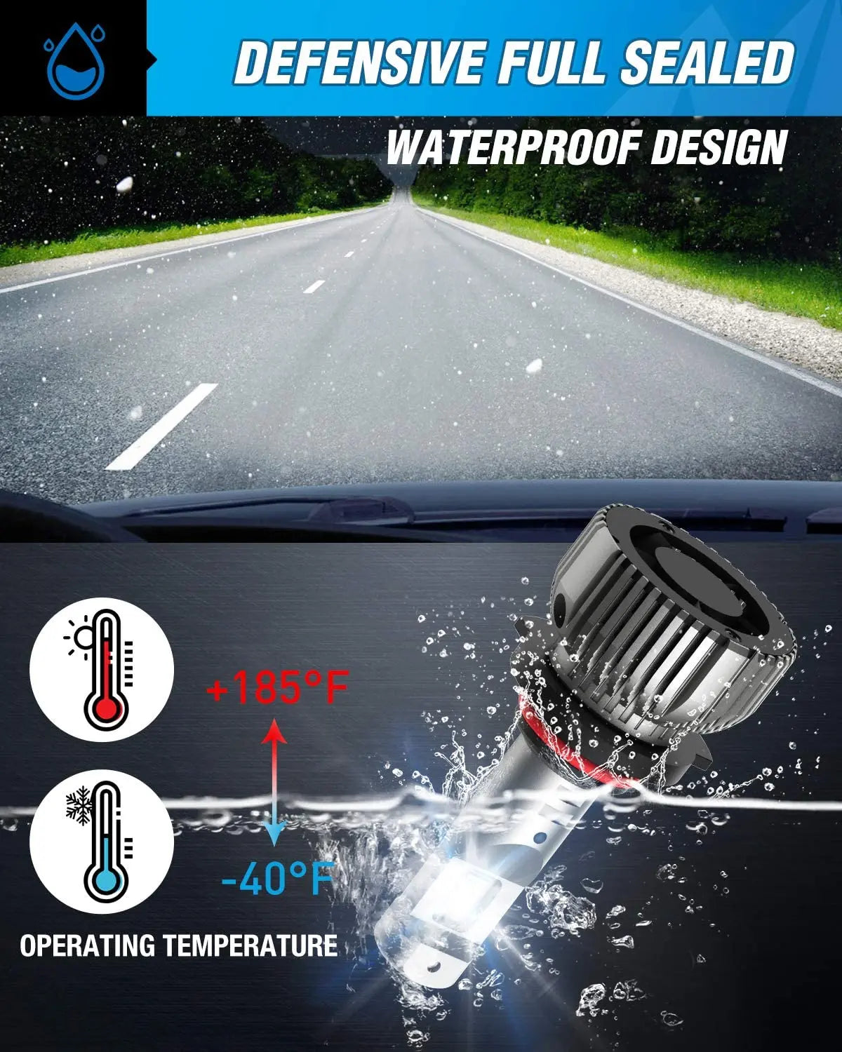 Motor Vehicle Lighting Nilight 9005/HB3 LED Headlight Bulbs, 70w 14000lm 9005 High Beam Headlight Bulb 6500k 9005 LED Bulb Cool White IP67