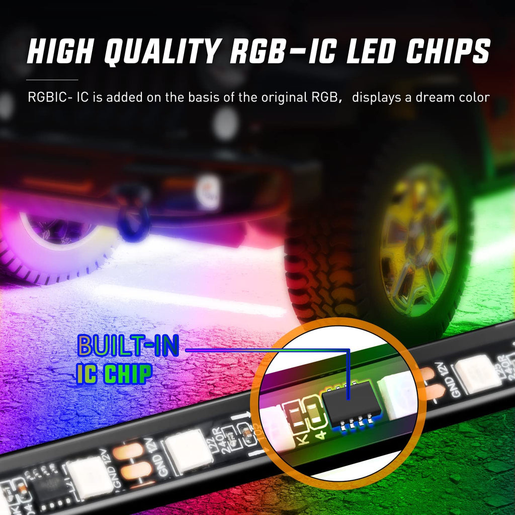 256Leds RGBIC Underglow Neon APP Remote Control Led Strip Light 4PCS –  Nilight