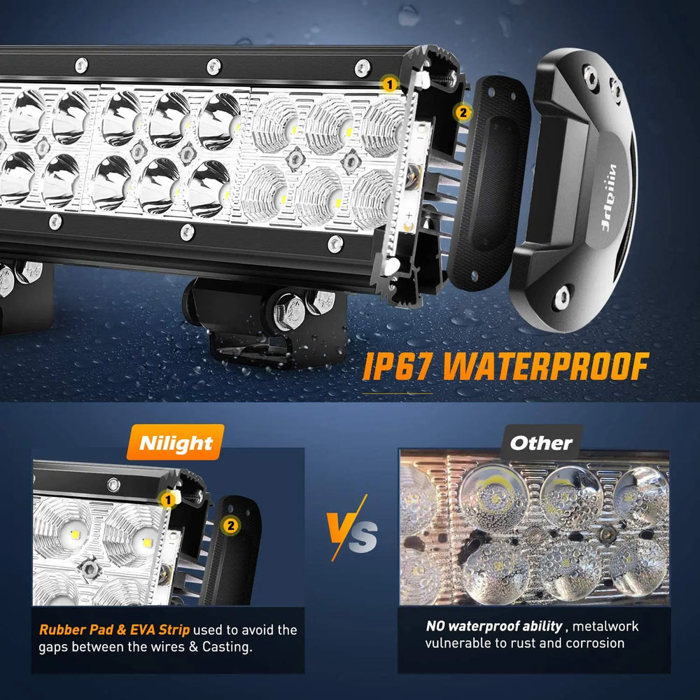 20" 126W Double Row Spot/Flood Led Light Bar Nilight