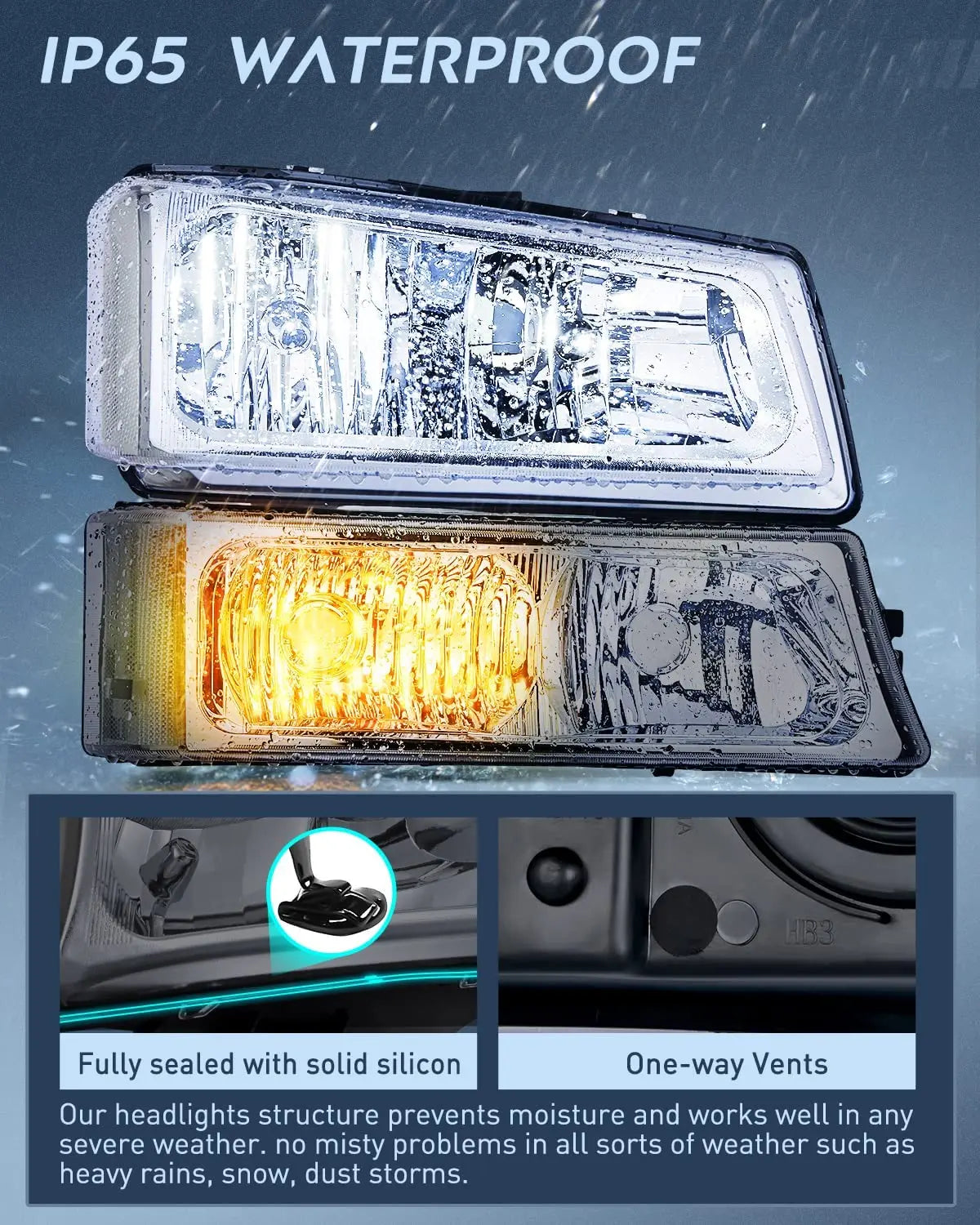 Motor Vehicle Lighting Nilight Silverado 2003 2004 2005 2006 Headlights Assembly Headlights Replacement Chrome Housing Silver Corner Smoke Lens Driver and Passenger Side,2 Years Warranty