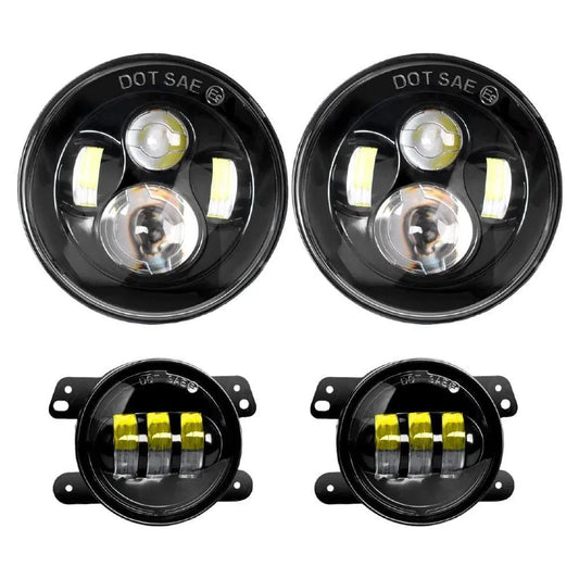 LED Headlight Nilight 2PCS 7 Inch LED Healdight with 2PCS 4 Inch LED Fog Light for Jeep Wrangler 97-17 JK LJ CJ, 2 Years Warranty