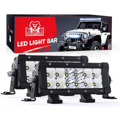 7.6 Inch 60W 7200LM Double Row Spot Flood Osram P8-5W Chips LED Light Bars (Pair)