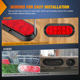Nilight LED Trailer Light Kit 6 Inch Oval Stop Turn Tail Light Red Amber Side Marker Light Waterproof Surface Mount for 12V Utility Trailer Boat Camper RV Trucks Van Caravan