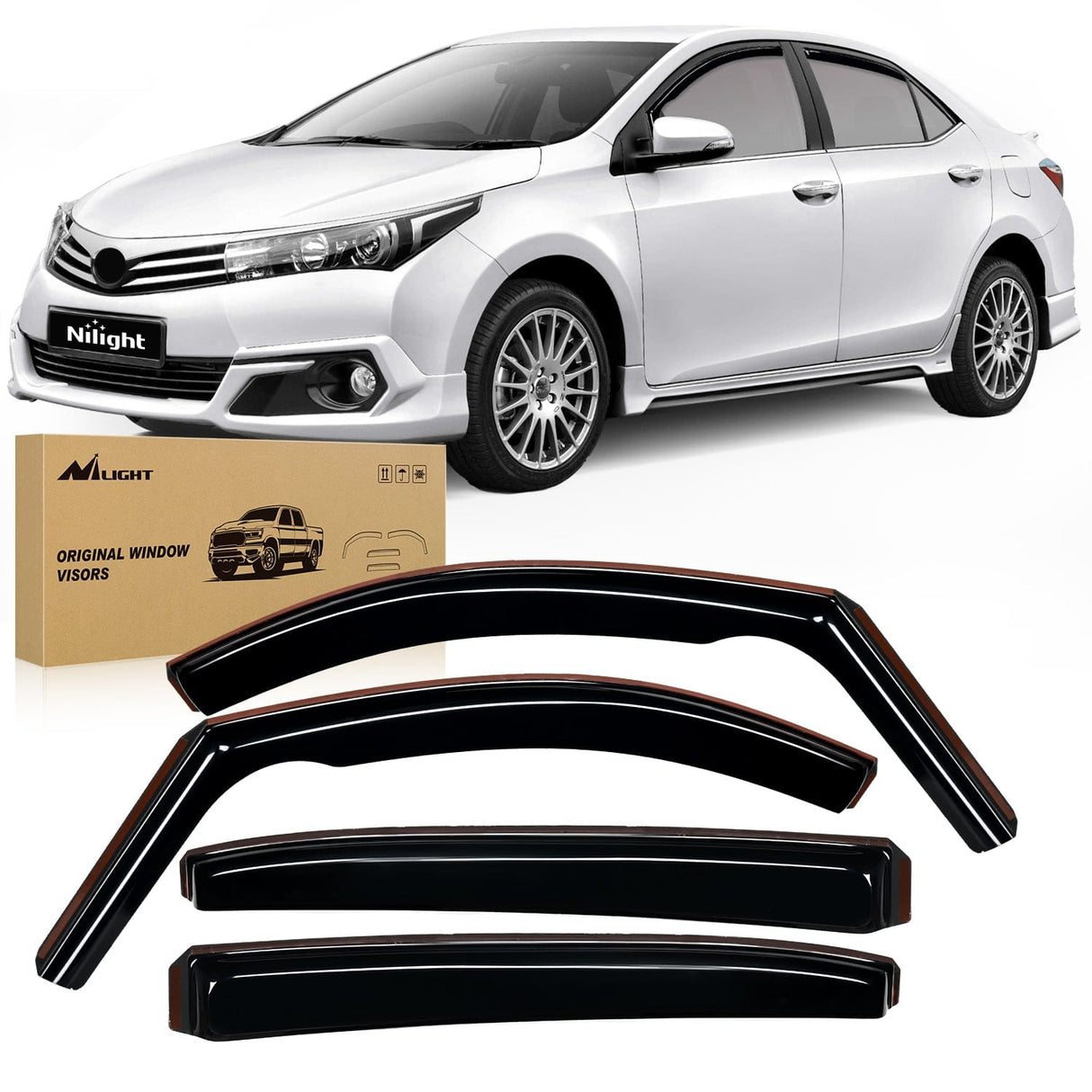 Nilight in Channel Rain Guards for Toyota Corolla 2020 2021 2022 2023 2024 2025 Sedan Original Window Deflectors, Vent Window Visors-4PCS