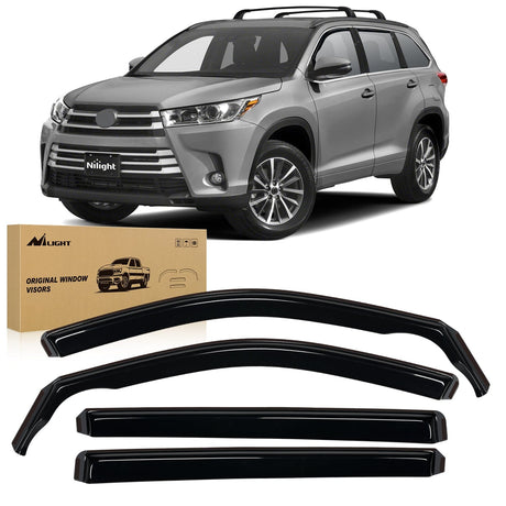 Nilight in Channel Window Rain Guards for Toyota Highlander 2014 2015 2016 2017 2018 2019 Vent Window Visors, Window Deflectors-4PCS