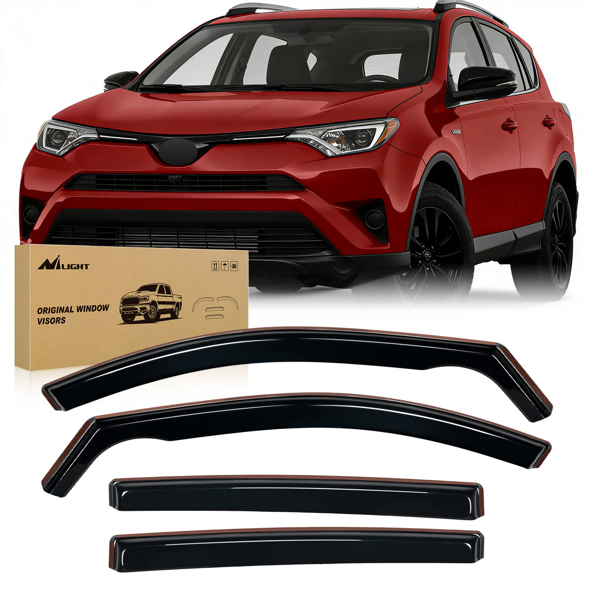 Rain Guards for Toyota RAV4 2013 2014 2015 2016 2017 2018 Original Window Deflectors, Vent Window Visors-4PCS