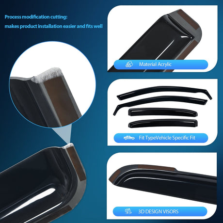 Nilight in Channel Window Rain Guards for Toyota Camry 2018 2019 2020 2021 2022 2023 2024 Vent Window Visors, Window Deflectors-4PCS