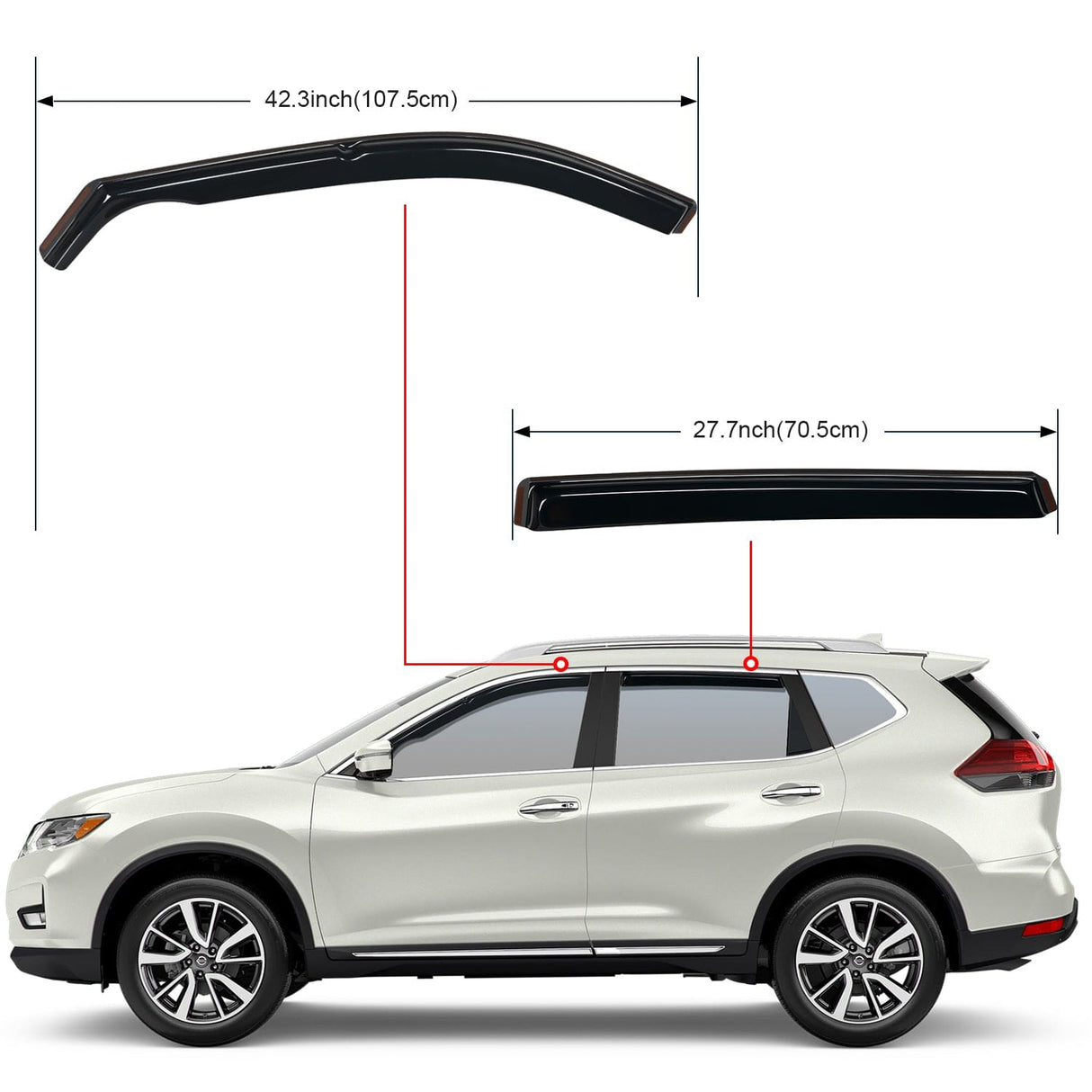Rain Guards for Nissan Rogue 2021 2022 2023 2024 2025 Original Window Deflectors, Vent Window Visors-4PCS