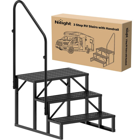 3 Steps RV Stairs with Handrail Nilight