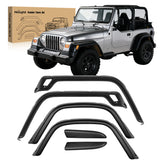 Fender Flares Kit Fit for Jeep Wrangler TJ 1997-2006 1998 1999 2000 2001 2002 2003 2004 2005 Front&Rear 6Inch Wide Wheel Fender Flares Cover Factory Style Automotive Fender Flare Set, 6Pcs