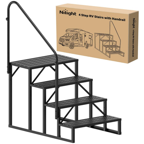 4 Steps RV Stairs with Handrail Nilight