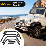 Fender Flares Kit Fit for Jeep Wrangler TJ 1997-2006 1998 1999 2000 2001 2002 2003 2004 2005 Front&Rear 6Inch Wide Wheel Fender Flares Cover Factory Style Automotive Fender Flare Set, 6Pcs