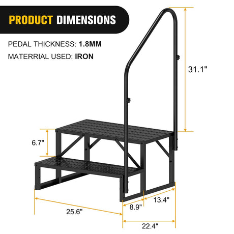 2 Steps RV Stairs with Handrail Nilight