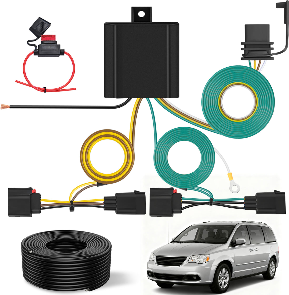 4-Pin Trailer Wiring Harness Kit 56333 Custom for 2008 2009 2010 2011 2012 2013 2014 2015 2016 2017 Jeep Patriot Dodge Durango Caliber Grand Caravan Chrysler Town & Country