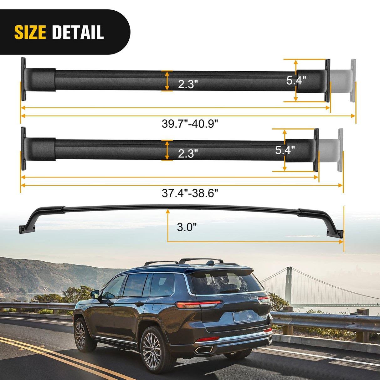 Roof Rack Cross Bars Fit for 2021 2022 2023 Jeep Grand Cherokee L 3-Row & WL 2-Row