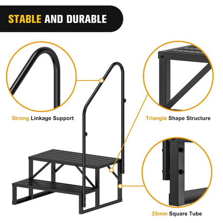 2 Steps RV Stairs with Handrail Nilight
