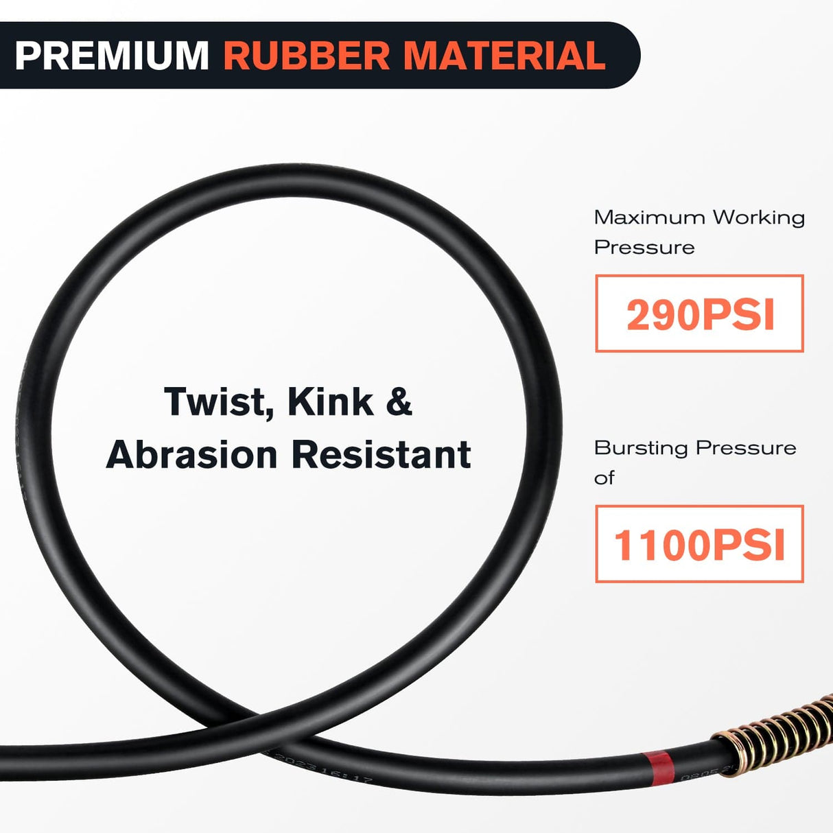 15FT Air Line Hose Assembly Rubber Air Hose with 1/2Inch NPT Swivel Nilight
