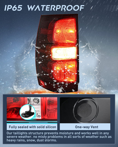 Nilight Taillight Assembly Compatible With 2007 2008 2009 2010 2011 2012 2013 2014 Chevy Chevrolet Tahoe Suburban Tail Lights Rear Lamps Replacement Driver Dark Red
