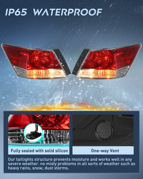 Nilight Taillight Assembly Compatible with 2008 2009 2010 2011 2012 Honda Accord Tail Lights Rear Lamp Replacement OE Style Driver and Passenger Side w/Bulbs