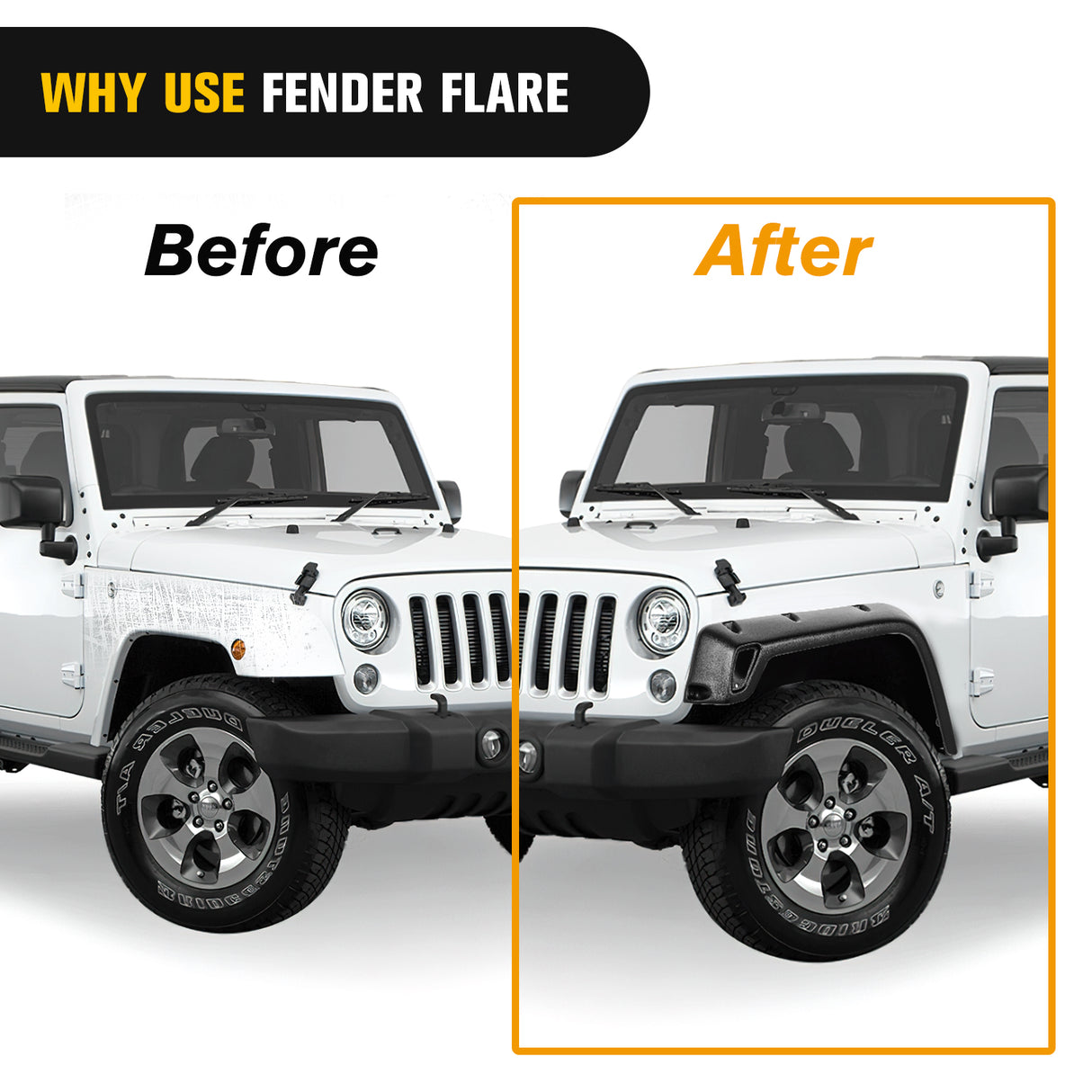 Nilight Fender Flares Kit Fit for Jeep Wrangler TJ 1997-2006 1998 1999 2000 2001 2002 2003 2004 2005 Front&Rear 6" Wide Wheel Fender Flares Cover Factory Style Automotive Fender Flare Set, 6Pcs