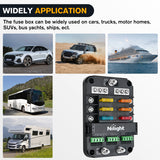 Nilight 6 Way Fuse Relay Block with Acc Control Negative Bus 12V Blade Holder ATC/ATO Box Label Stickers Waterproof Cover Panel for Automotive Cars Motorcycle RVs Vans