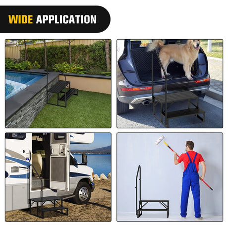 2 Steps RV Stairs with Handrail Nilight