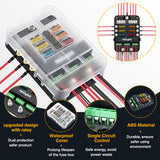 Nilight 6 Way Fuse Relay Block with Acc Control Negative Bus 12V Blade Holder ATC/ATO Box Label Stickers Waterproof Cover Panel for Automotive Cars Motorcycle RVs Vans