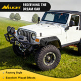 Fender Flares Kit Fit for Jeep Wrangler TJ 1997-2006 1998 1999 2000 2001 2002 2003 2004 2005 Front&Rear 6Inch Wide Wheel Fender Flares Cover Factory Style Automotive Fender Flare Set, 6Pcs