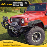 Nilight Fender Flares Kit Fit for Jeep Wrangler TJ 1997-2006 1998 1999 2000 2001 2002 2003 2004 2005 Front&Rear 6" Wide Wheel Fender Flares Cover Factory Style Automotive Fender Flare Set, 6Pcs