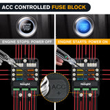 Nilight 6 Way Fuse Relay Block with Acc Control Negative Bus 12V Blade Holder ATC/ATO Box Label Stickers Waterproof Cover Panel for Automotive Cars Motorcycle RVs Vans