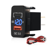 12V USB Charger PD Type C and QC 3.0 Car USB Quick Charge with LED Voltmeter Nilight