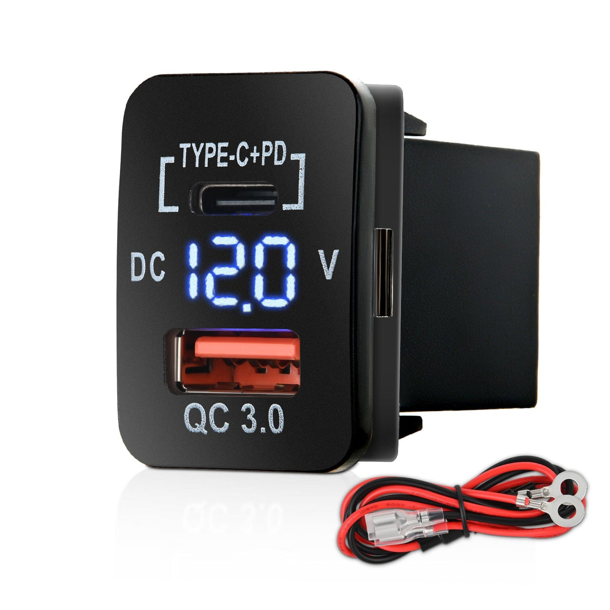 12V USB Charger PD Type C and USB Quick Charge with LED Voltmeter Nilight