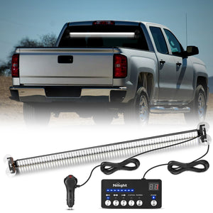 144LED Traffic Advisor Strobe Light Bar with Controller White Emergency Warning Lights Hazard Interior Front/Rear Windshield Flashing for Cars Plow Trucks Construction Vehicles
