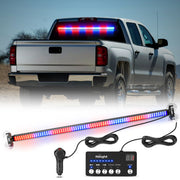144LED Traffic Advisor Strobe Light Bar with Controller Red Blue Emergency Warning Lights Hazard Interior Front/Rear Windshield Flashing for Cars Plow Trucks Construction Vehicles