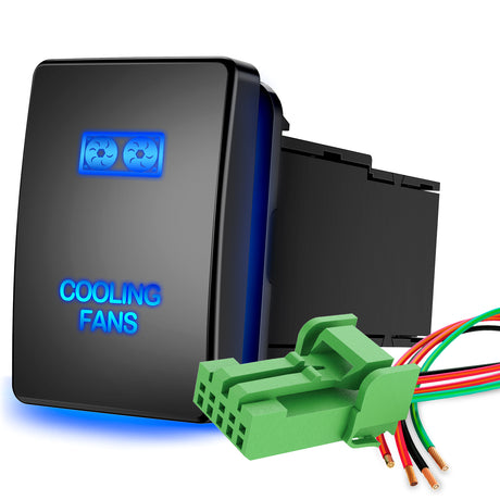 Nilight Cooling Fans Push Button Switch 12V ON Off Switches with Connector Wire Kit 1.28Inch x 0.87Inch Replacement for Toyota Sequoia Highlander Tacoma Tundra 4Runner RAVR Yaris