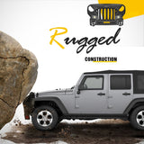 Front Bumper 2007 2008 2009 2010 2011 2012 2013 2014 2015 2016 2017 2018 Jeep Wrangler JK & Unlimited (2/4 Doors) Front Bumper Grill with Winch Plate 2Pcs 42W LED Work Light Pods Textured Black Solid Steel Off-Road